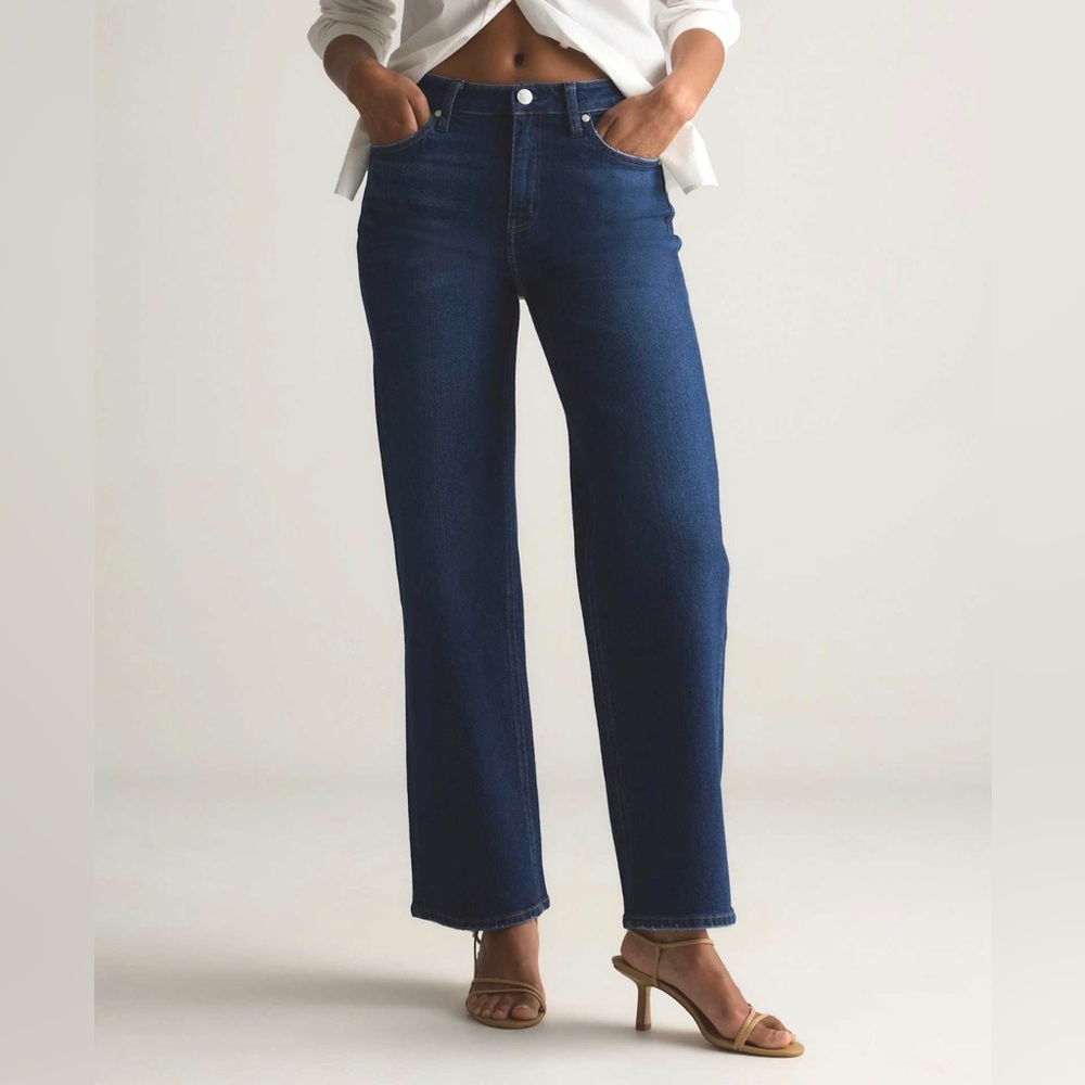 Quince Dark Blue Straight Leg High-Rise Jeans
